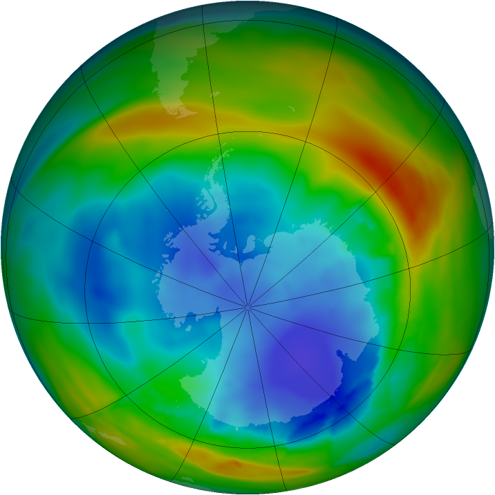 Antarctic ozone map for 06 August 2007